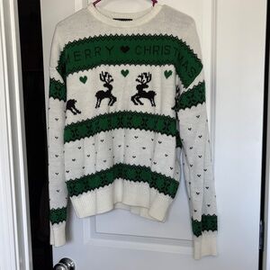 Green and White Christmas Sweater